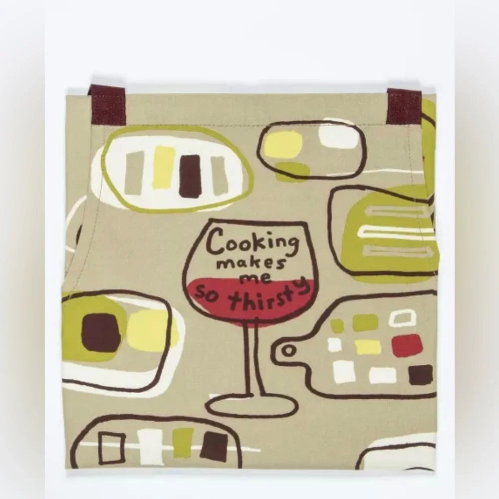NWT Blue Q apron. “Cooking makes me so thirsty” featuring wine glasses.